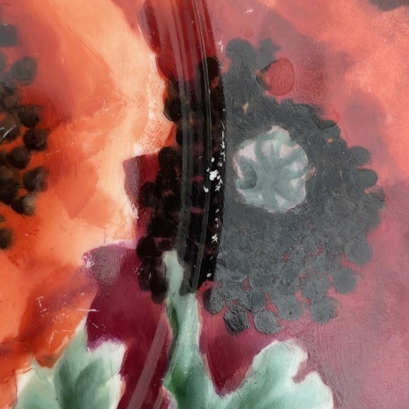 Antique Hand-Painted Plate - Red Poppies - Picture 3 of 4